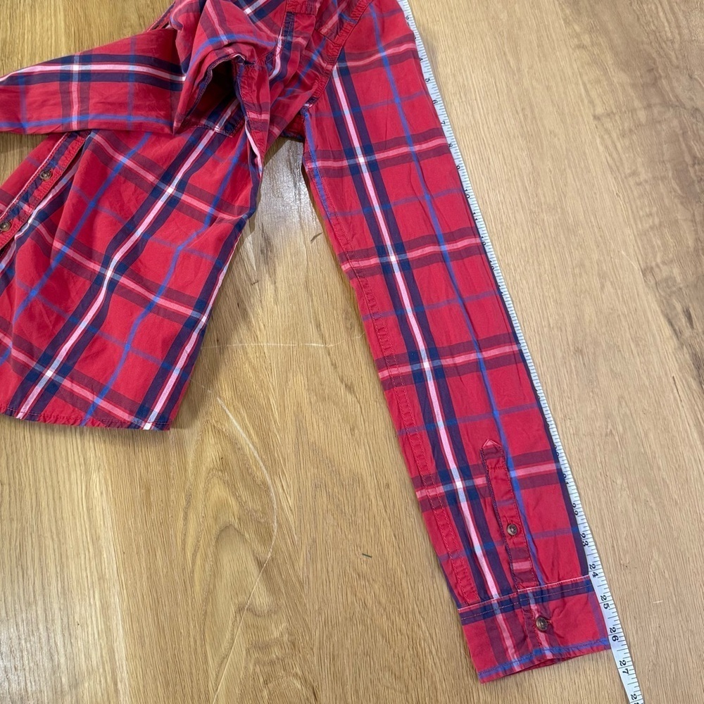 3/$20 Abercrombie & Fitch Red Plaid Button Down Shirt Women’s Medium 100% Cotton - Picture 5 of 9